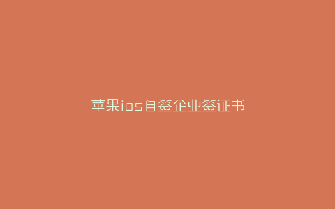 苹果ios自签企业签证书-弘客联盟