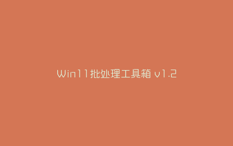 Win11批处理工具箱 v1.2-弘客联盟